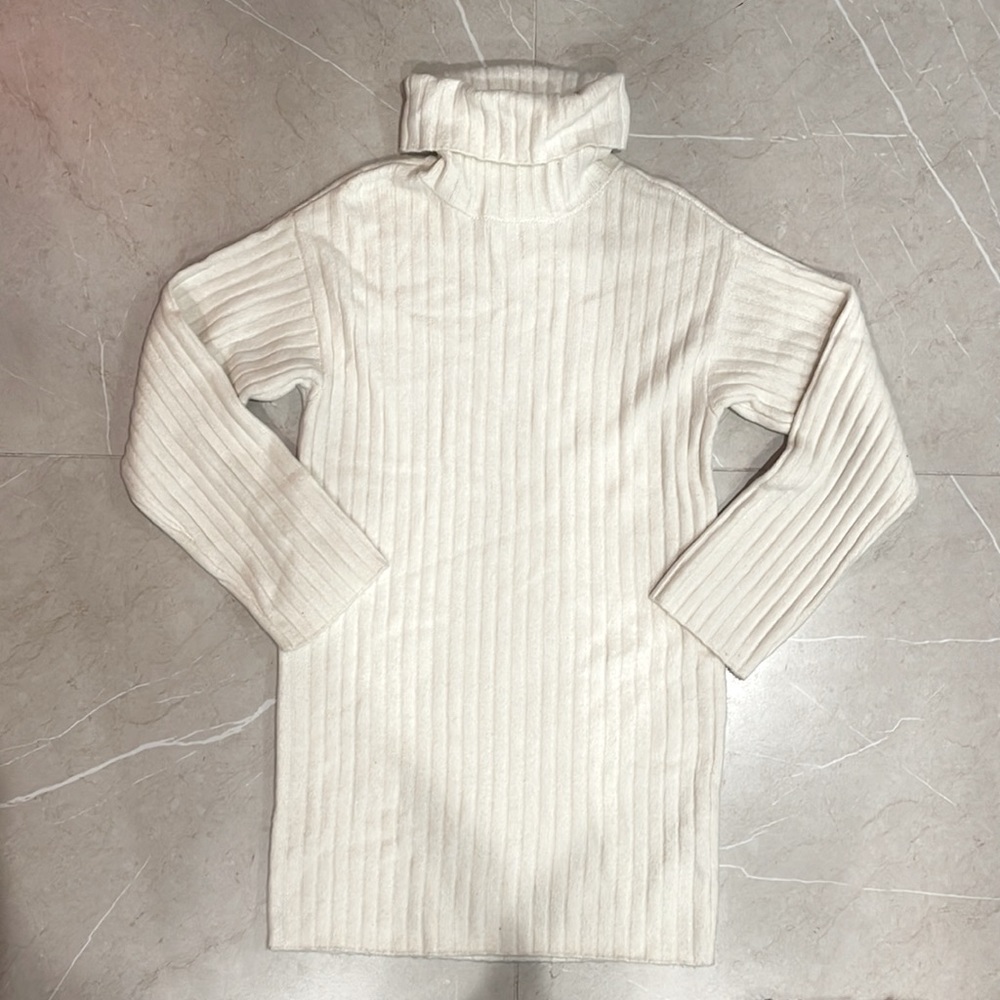 NWT Abercrombie & Fitch Long Sleeve Turtleneck Sweater Dress in Cream Mini Dress